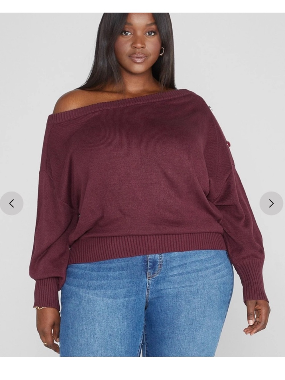 New Fashion to Figure Adrienne plus size sweater top Off Shoulder burgundy sz XL